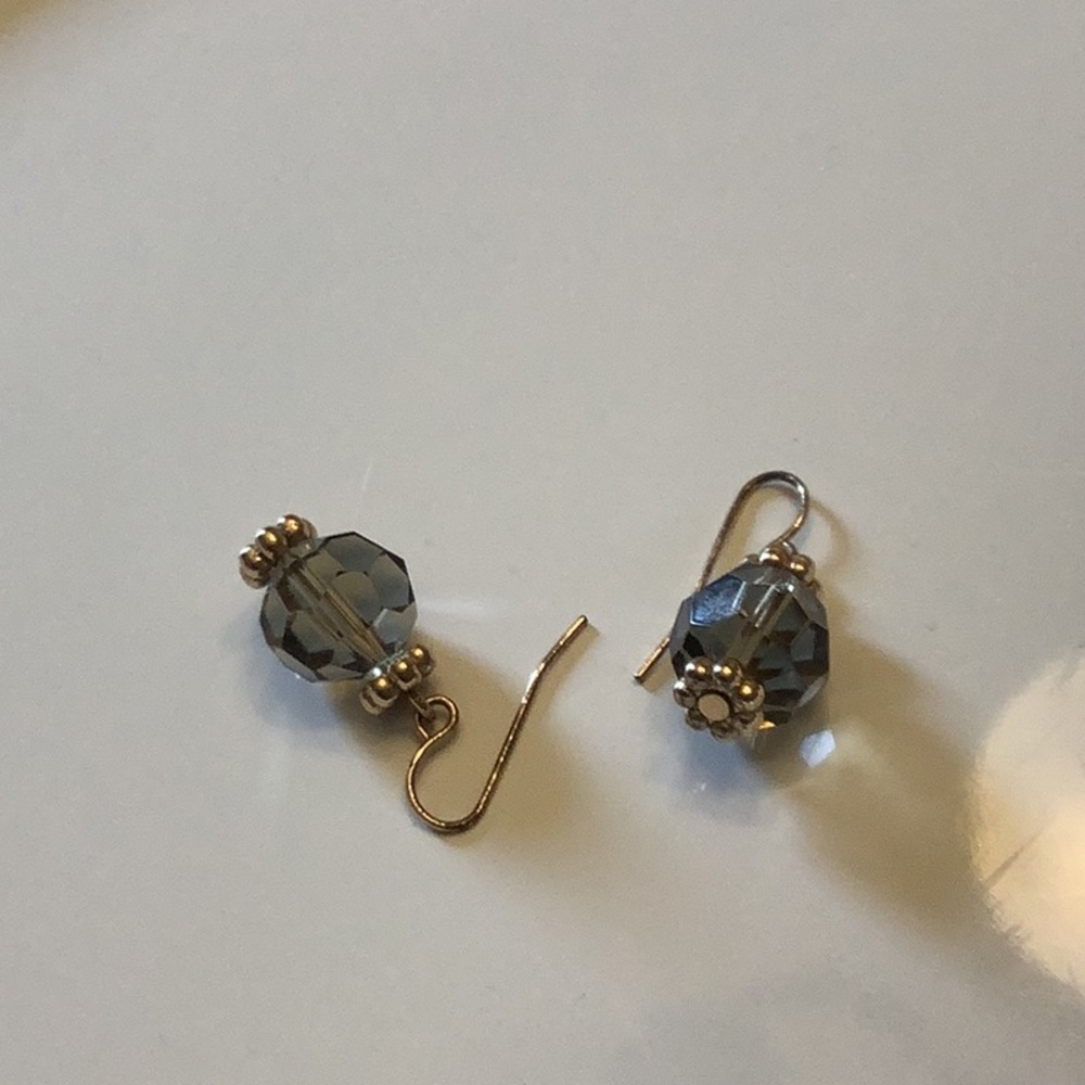 Vintage glass ball earrings pierced brown see-through gold balls